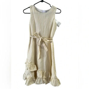 Blush yellow and white striped mini dress